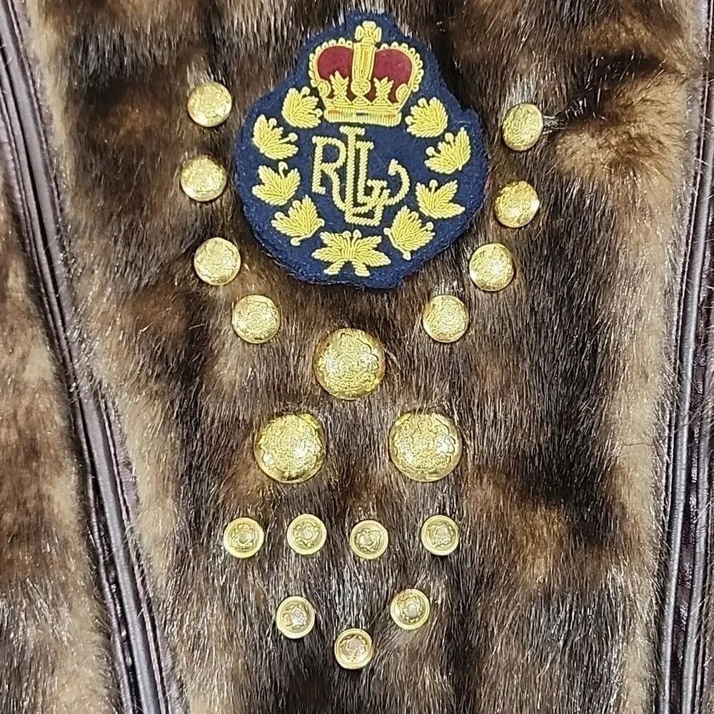 Ralph Lauren Crown Patch with Coordinating Embossed Gold Tone Buttons